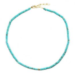 5mm turquoise rondelles & goldfill bead necklace